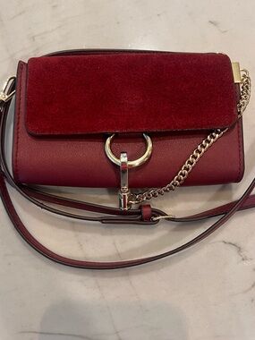 Women's Burgundy Crossbody Bag with Gold & Silver Hardware
